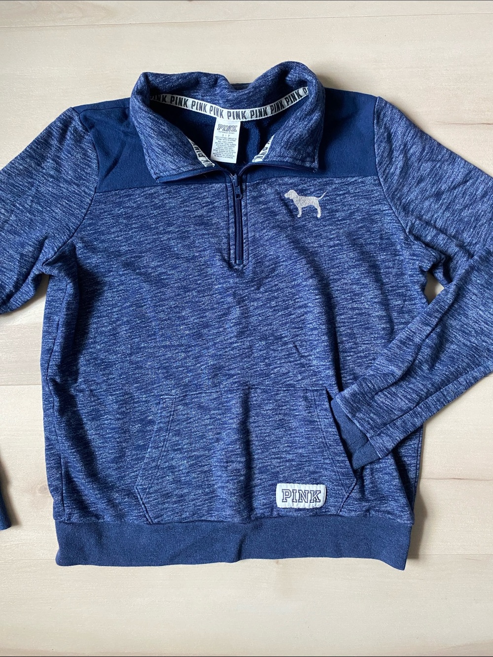 PINK ✨ Heathered Navy Quarter-Zip Pullover size Small